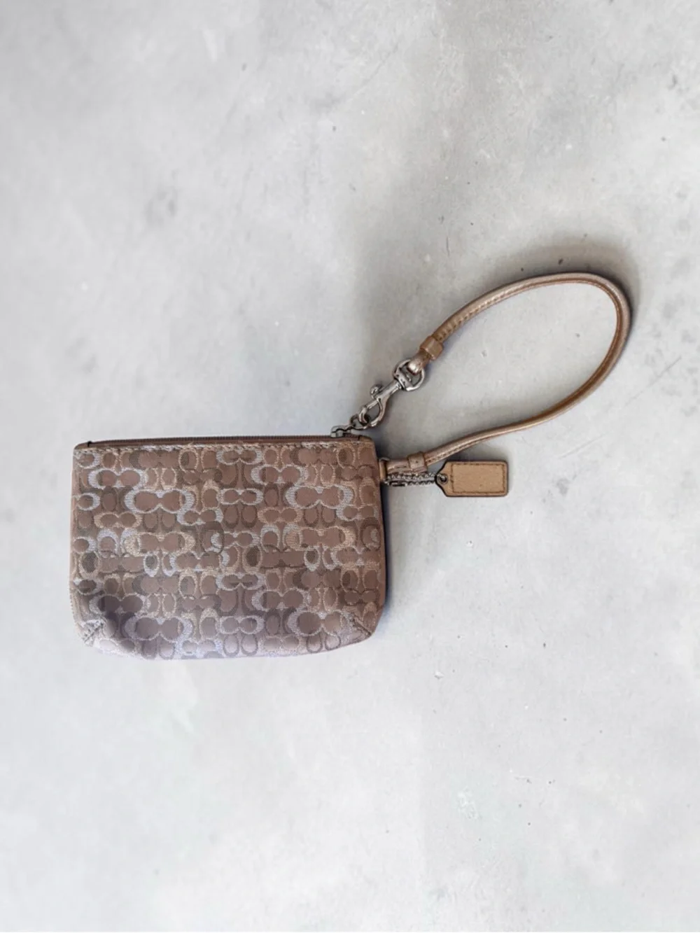 Coach Metallic Khaki Signature Wristlet - Picture 2 of 3